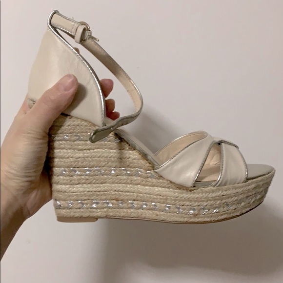 Nine West silver braided espadrille wedges - Picture 2 of 4